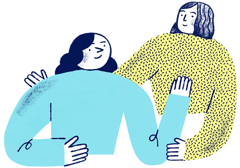 ilustración de dos personas apoyándose mútuamente