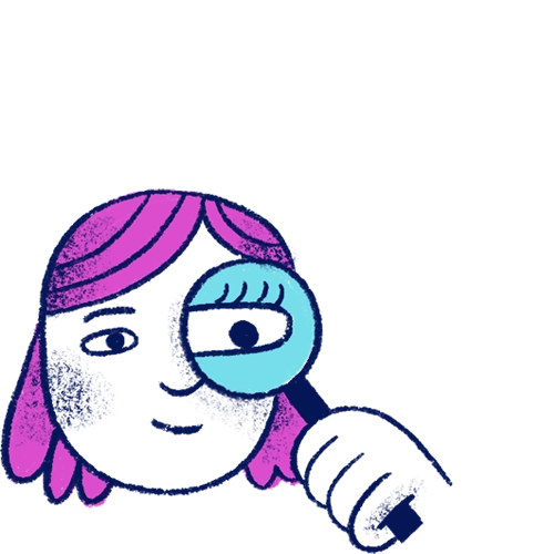 ilustración de una chica mirando por una lupa