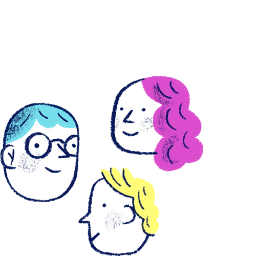 ilustración de tres caras adultas